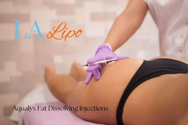 Woman having fat dissolving injections Liss on thighs